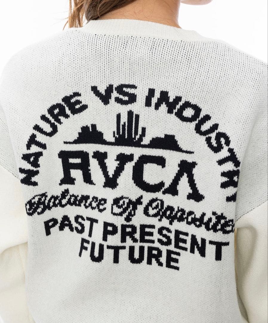 RVCA ルーカ　ホワイトニットセーター　クルーネック　Mサイズ