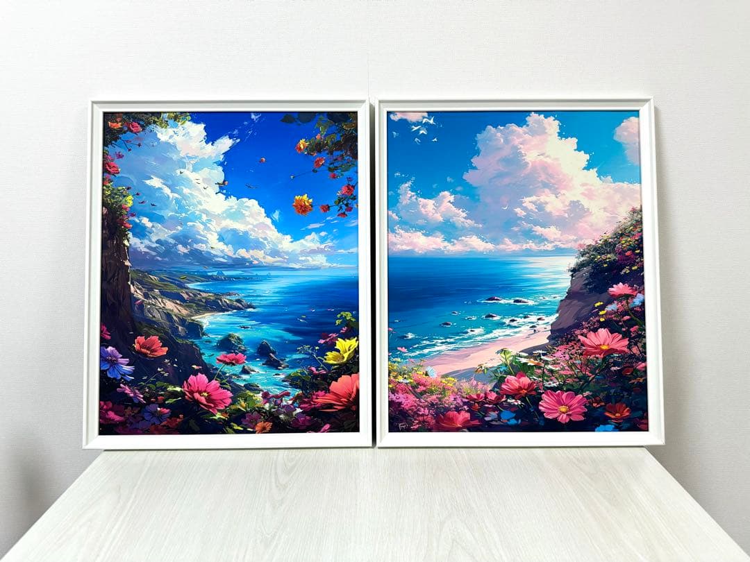 No.226フレーム付きキャンバスアート　風景画　アートポスター　海の絵画