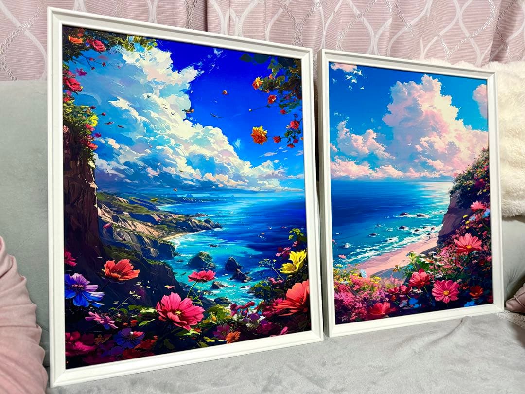 No.226フレーム付きキャンバスアート　風景画　アートポスター　海の絵画