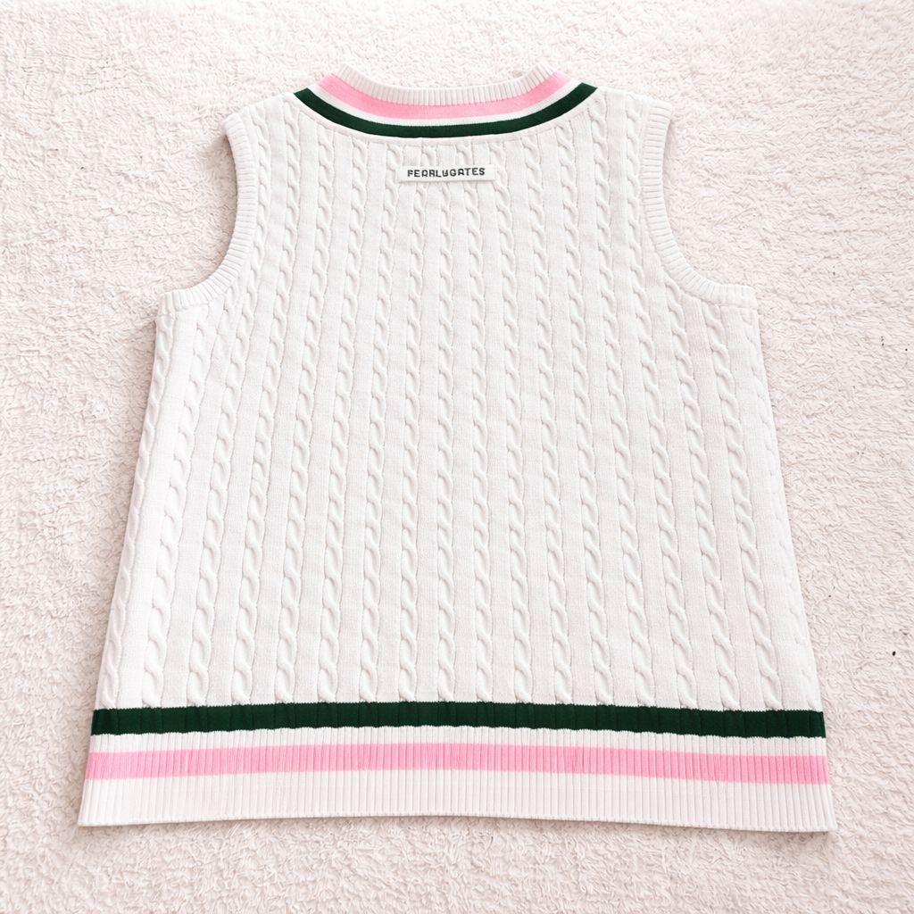 PEARLY GATES ニットベスト ケーブル編み ゴルフウェア 白