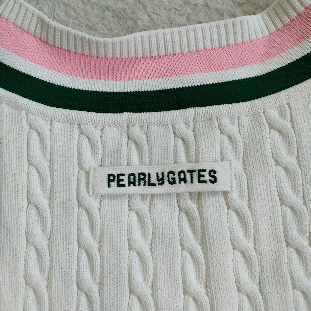 PEARLY GATES ニットベスト ケーブル編み ゴルフウェア 白