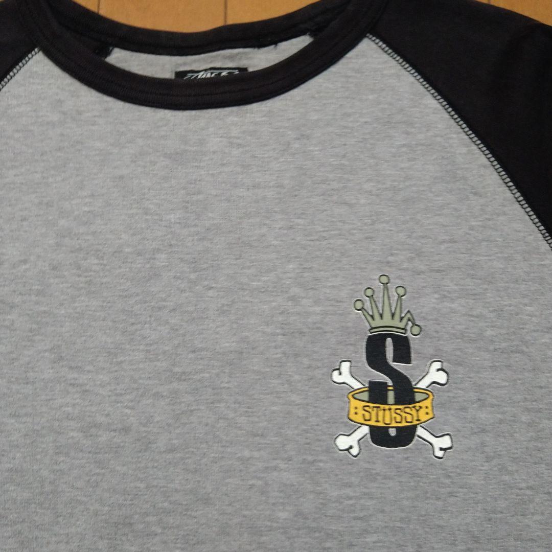廃盤 貴重 STUSSY CROWN BAND ラグラン 七分丈 ロングT L