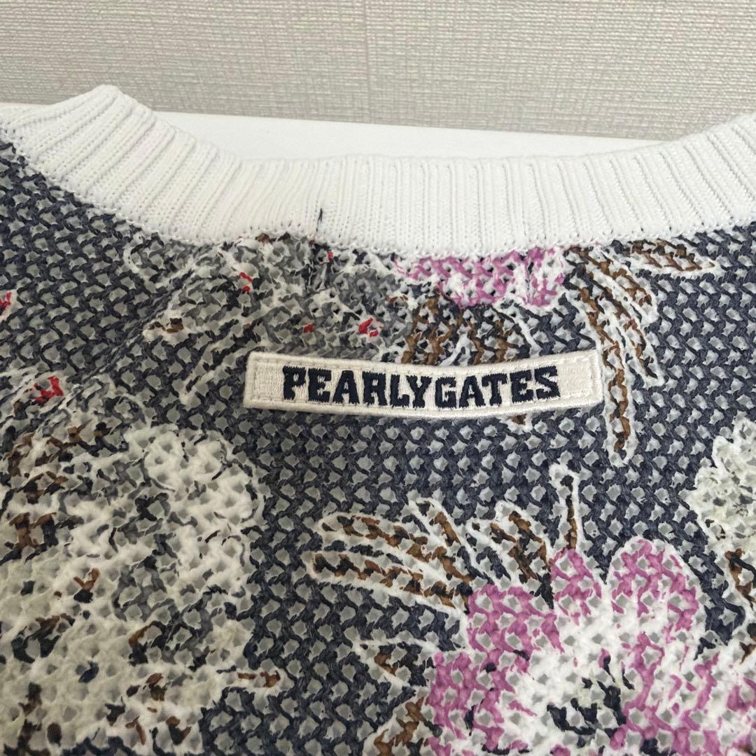 PEARLY GATES 花柄ボタニカルニットベスト Vネック