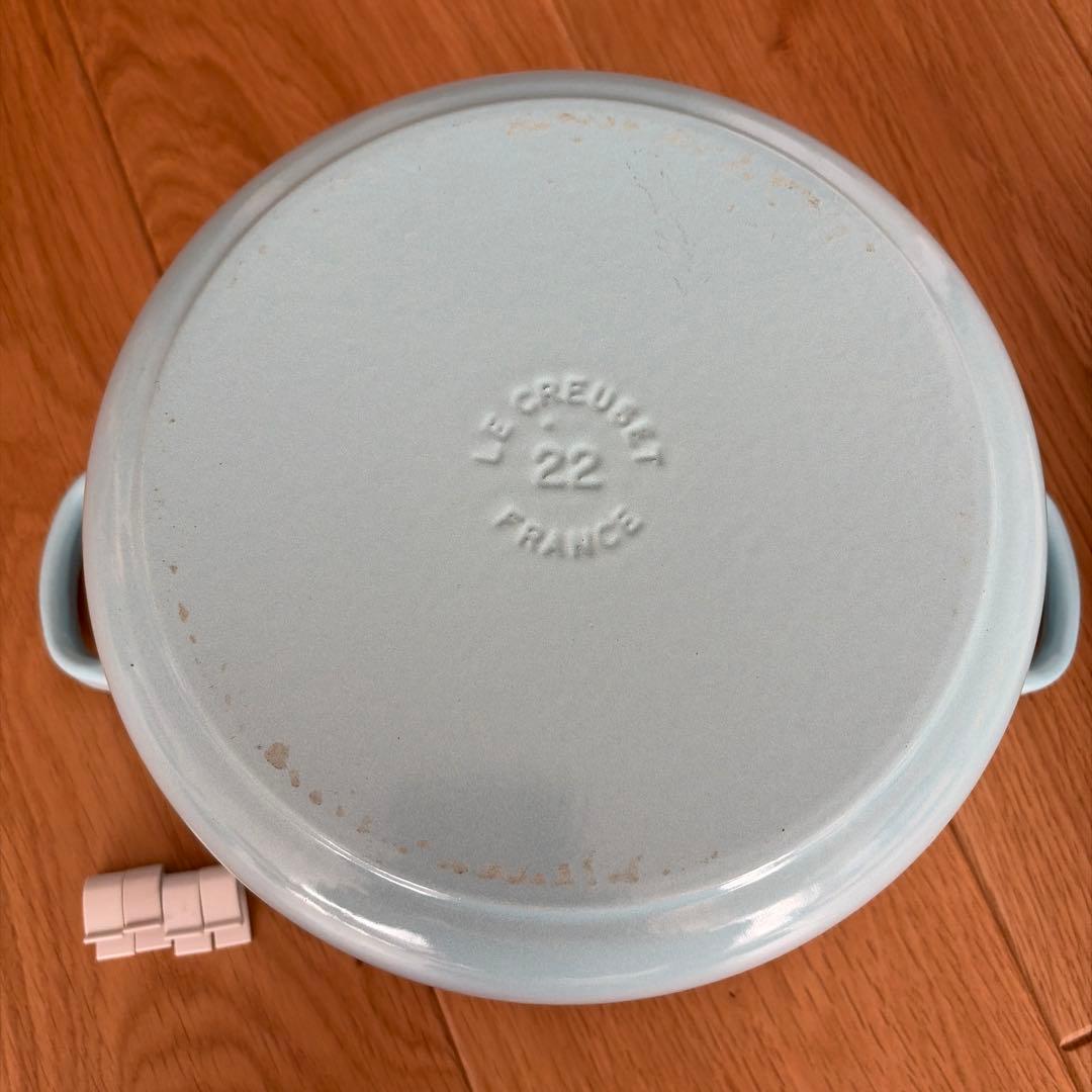【ル・クルーゼ】ココット・ロンド 22cm コースタルブルー　匿名配送