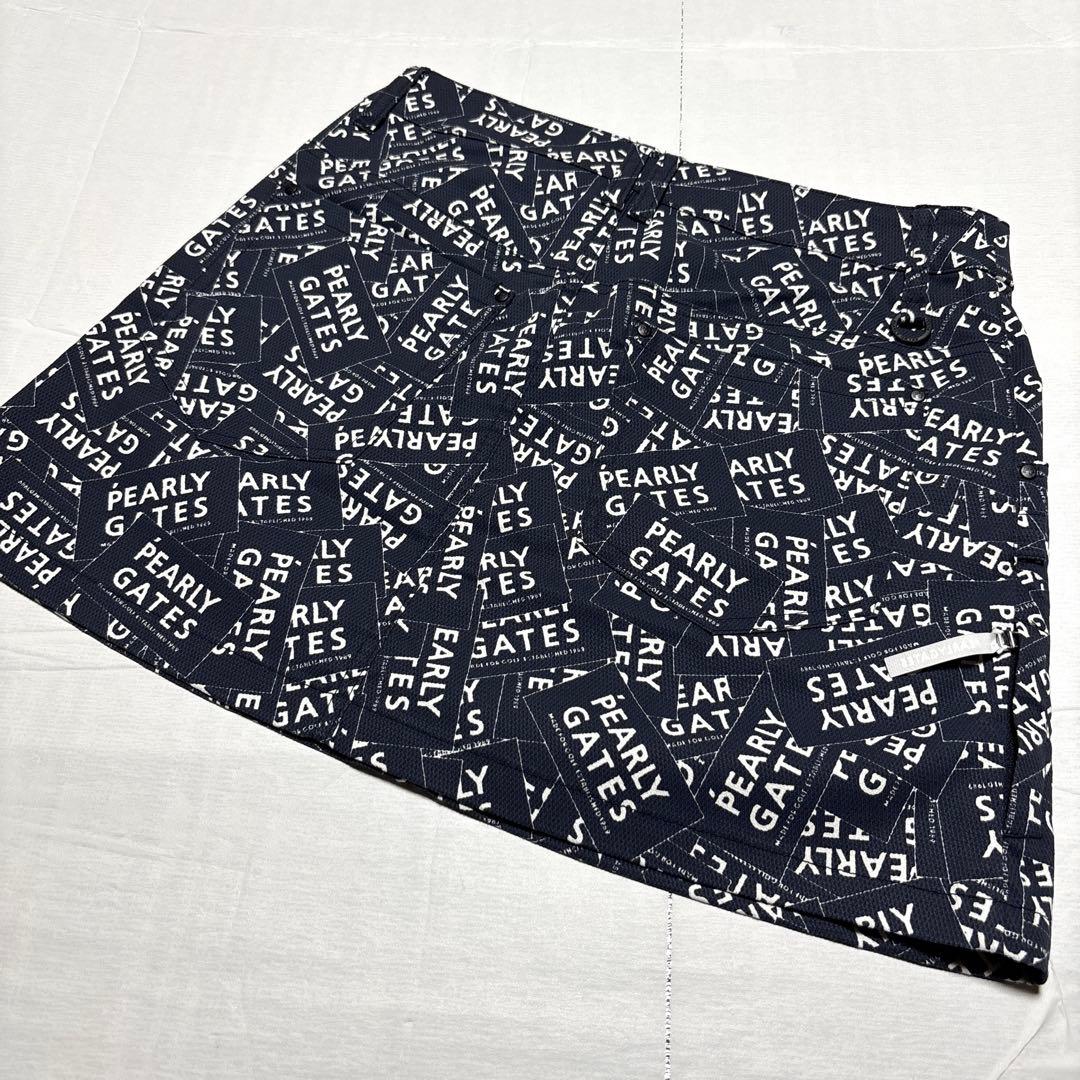 新品タグ付き パーリーゲイツ ストレッチスカート ゴルフウェア ロゴ 総柄 M