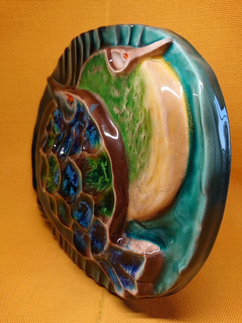 【美品】鳥　bird　バード　壁掛け　陶器　置物　インテリア　工芸品　A3116