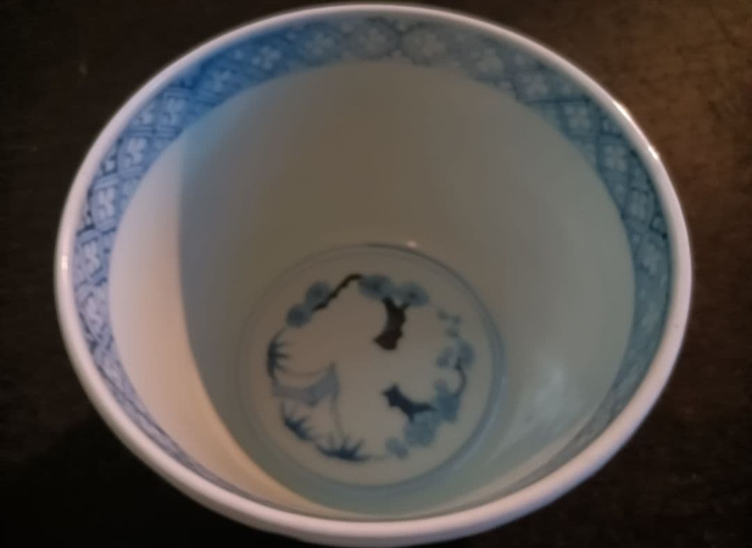 【古伊万里】染付松竹梅　蕎麦猪口　二重角福　江戸時代