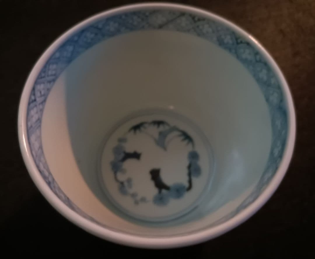 【古伊万里】染付松竹梅　蕎麦猪口　二重角福　江戸時代