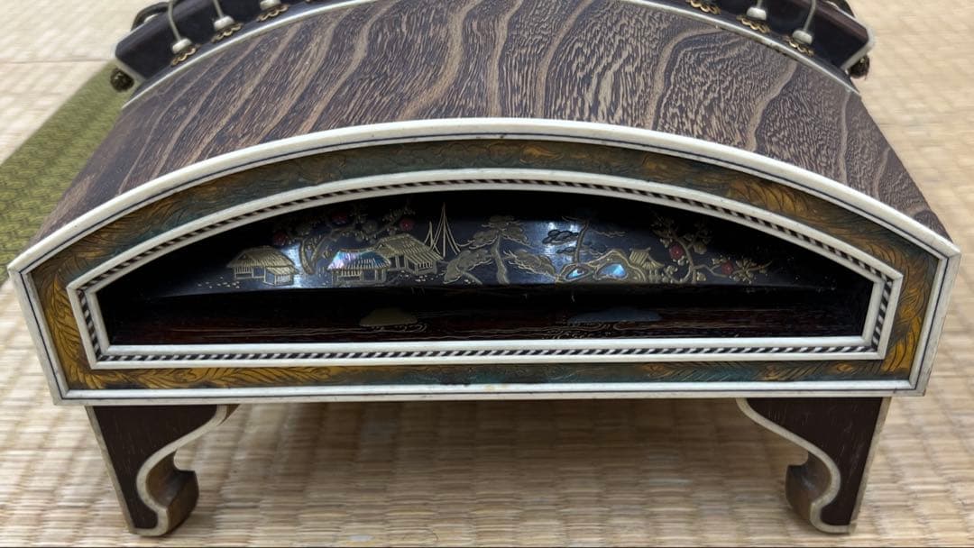 すだれ彫　13弦　琴　舌に蒔絵　全長190㎝　東な7-0703②
