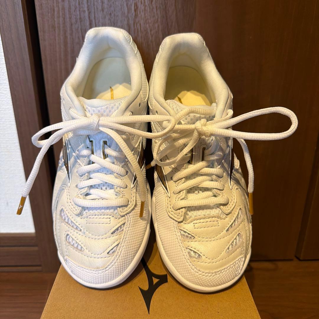 Mizuno バドミントンシューズ ホワイト/ブラウン　ウェーブファングプロ
