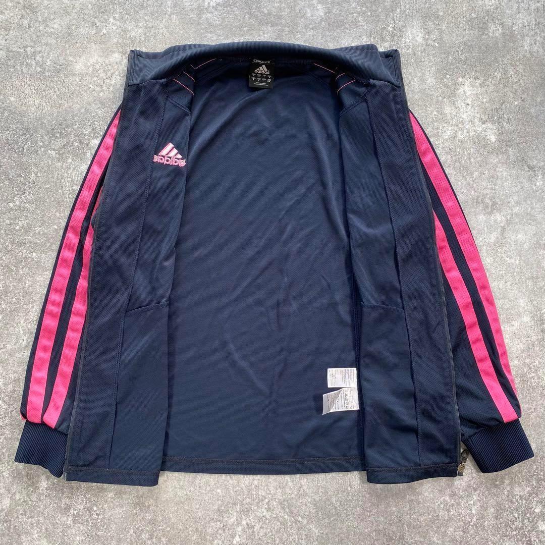 00's adidas セットアップジャージ【M】トラックジャケット　紺　ピンク
