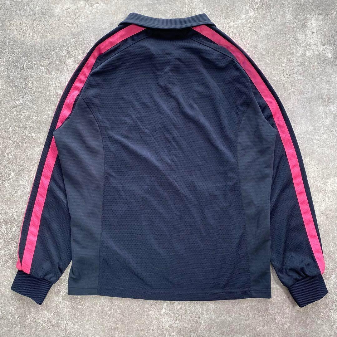 00's adidas セットアップジャージ【M】トラックジャケット　紺　ピンク