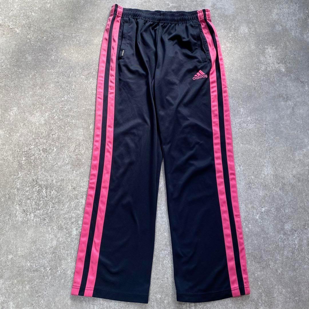 00's adidas セットアップジャージ【M】トラックジャケット　紺　ピンク