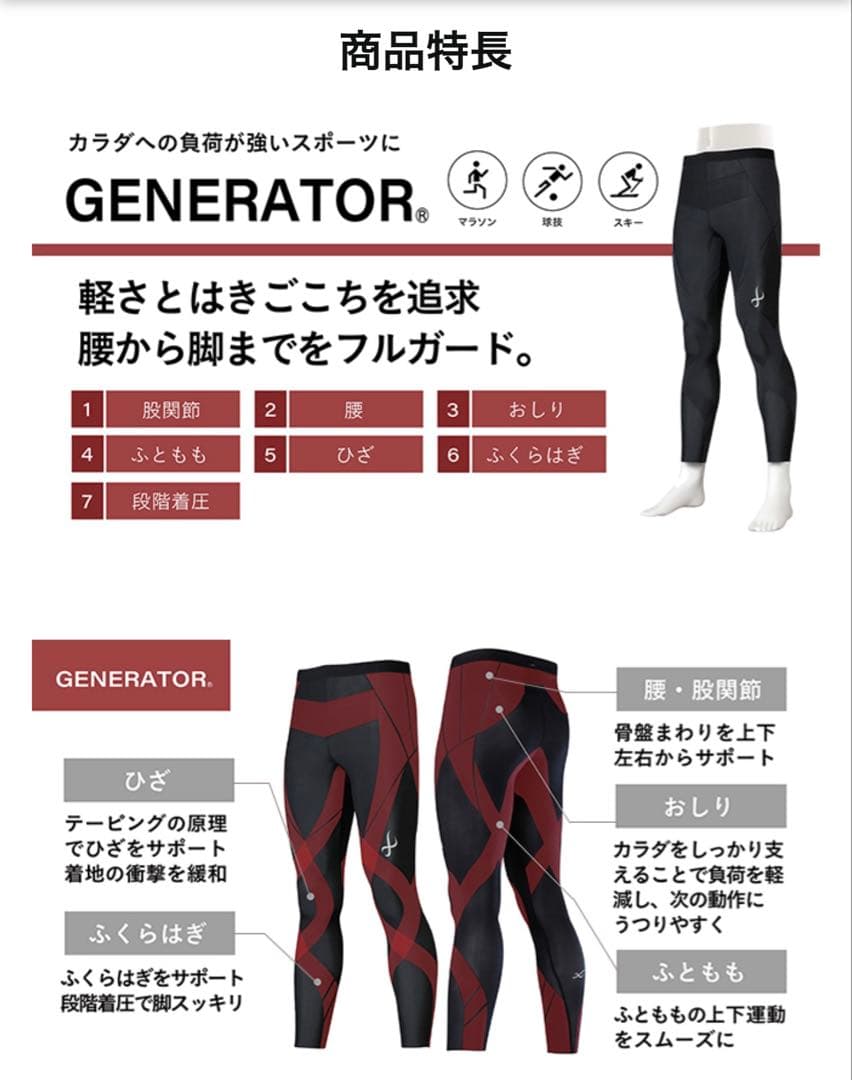 CW-X ワコール　スポーツタイツジェネレーターモデル　M スパッツ