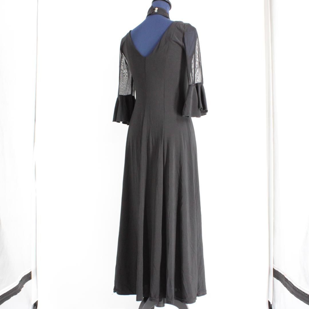 【美品 社交ダンス衣装】ワンピース ドレス 黒 無地 シンプル 単色
