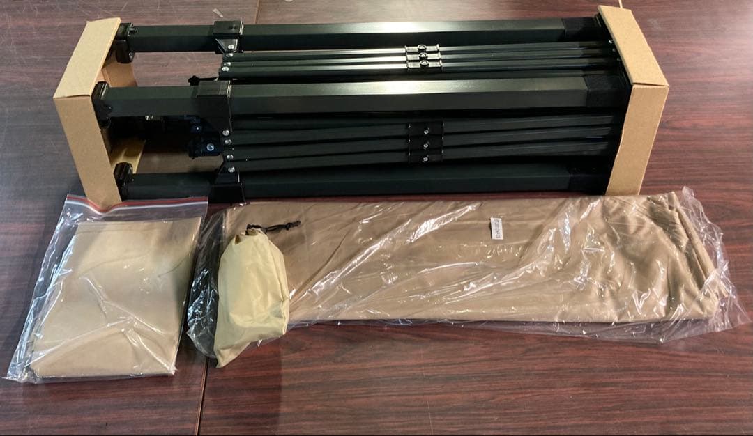 簡単組み立て ベージュタープ250x200cm 収納袋付き アウトドア キャンプ