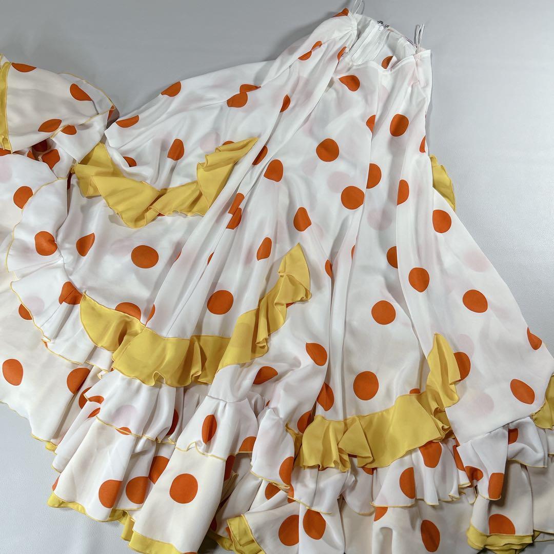 美品 HERMOSAフラダンス用 水玉模様 ロングドレス セットアップ 練習用