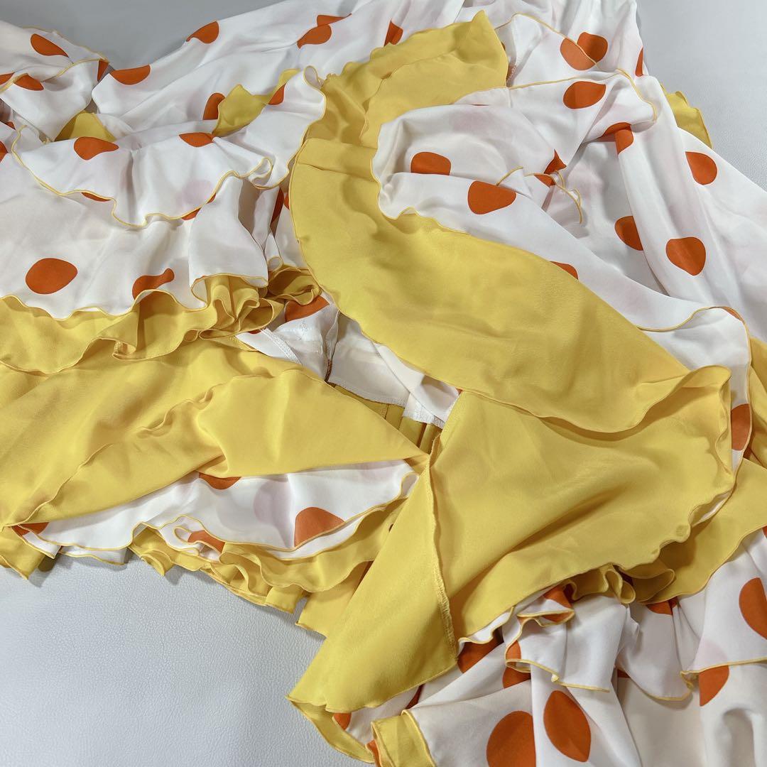 美品 HERMOSAフラダンス用 水玉模様 ロングドレス セットアップ 練習用