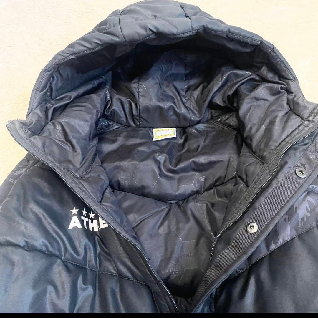 【美品】アスレタ　ATHLETA ダウンコート ロング　160 黒迷彩　カモフラ