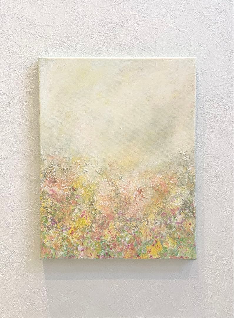 529 抽象画 アクリル画 原画 キャンバスボード F6 優しい光に包まれて
