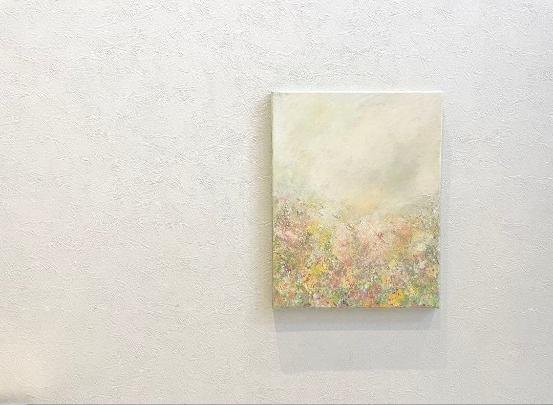 529 抽象画 アクリル画 原画 キャンバスボード F6 優しい光に包まれて