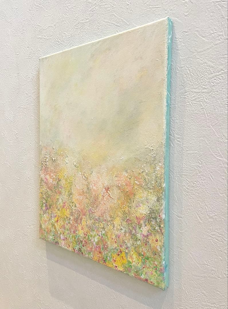 529 抽象画 アクリル画 原画 キャンバスボード F6 優しい光に包まれて