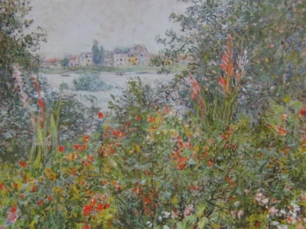 クロード・モネ、【ヴェトゥイユに咲く花】、希少画集画、新品高級額・額装付