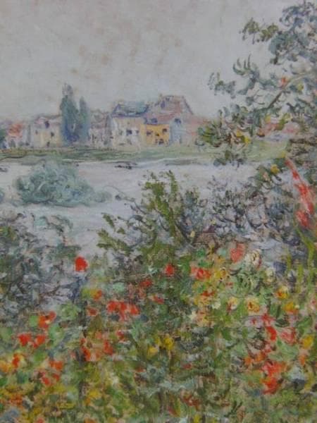 クロード・モネ、【ヴェトゥイユに咲く花】、希少画集画、新品高級額・額装付