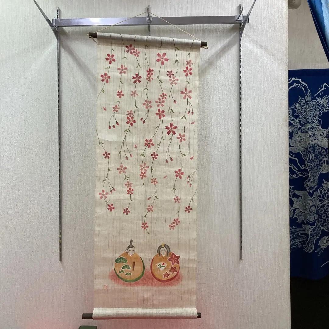 A3 高級な麻のタペストリー　TK14 雛飾り　ひな人形コンパクト雛タペストリー