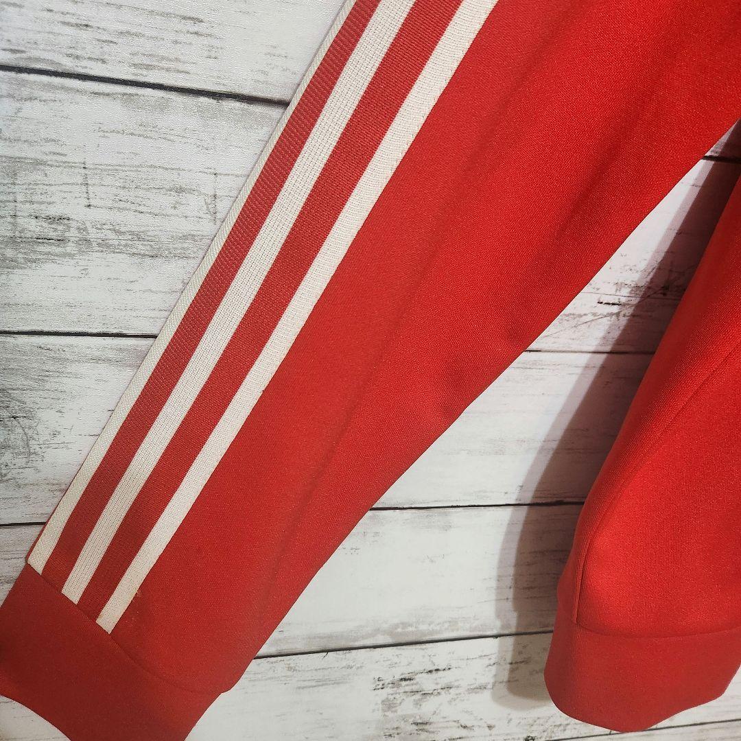 adidas トラックジャケット 赤 M 刺繍ロゴ ライン アディダス ジャージ
