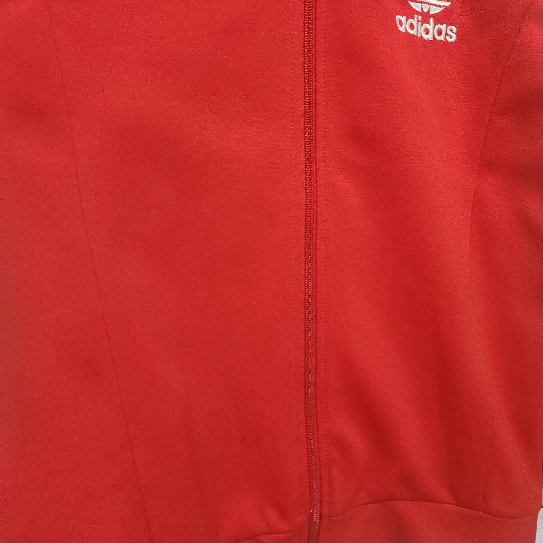 adidas トラックジャケット 赤 M 刺繍ロゴ ライン アディダス ジャージ