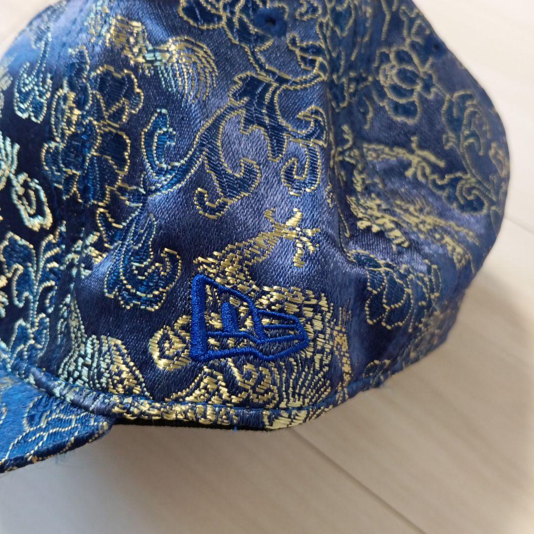 New Era 59FIFTY ネイビー 花柄 龍刺繍 キャップ サイズ58.8