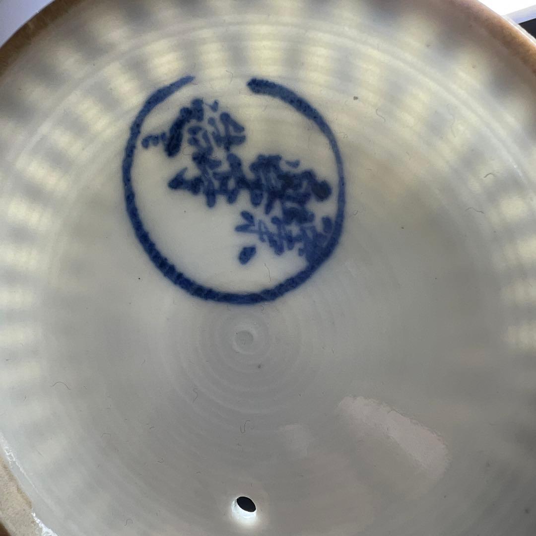 平安名工　楽亭造　染付網手水次　持ち手込高さ約21㎝　東Y8-0310☆2F