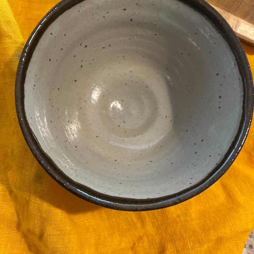 陶器製飯碗 グレー・黒・黄・紫　益子
