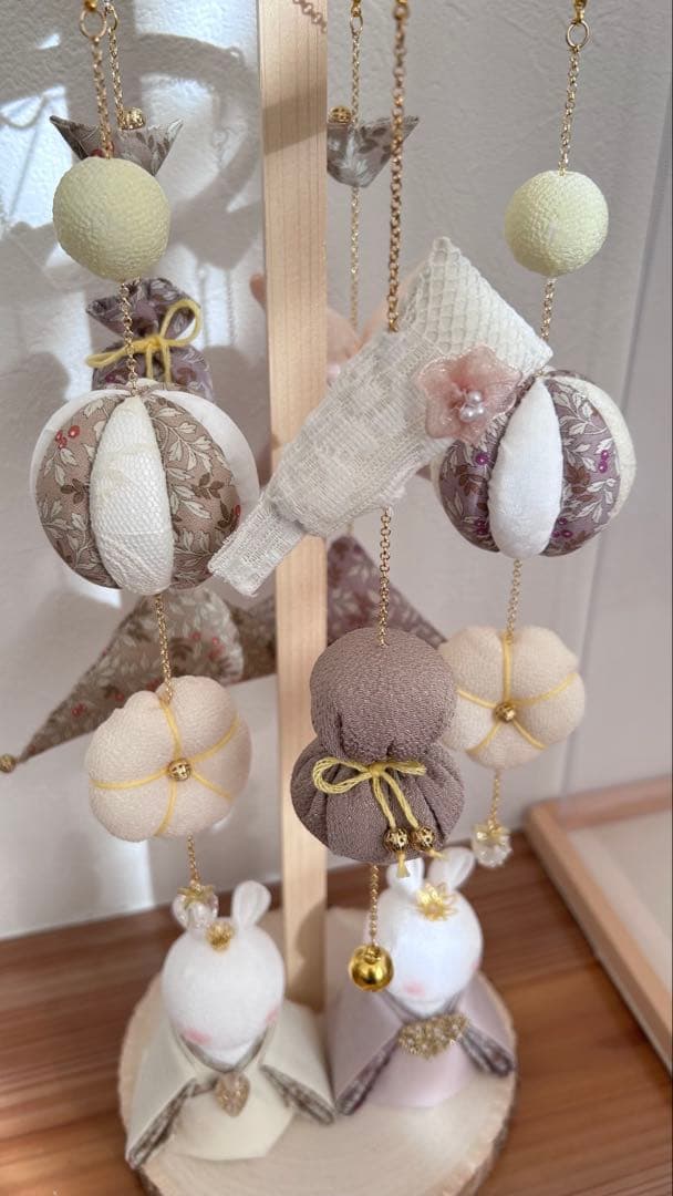 【つるし雛】ハンドメイド ナチュラル つるし飾り／ひな祭り｜ケース付き
