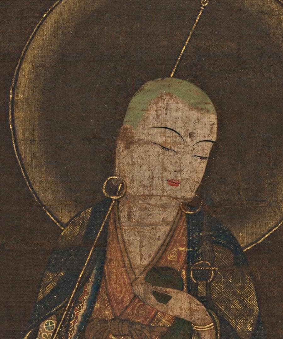 地蔵菩薩 仏画 絹布 仏教美術 掛け軸 仏像 厄除け 室内装飾 掛け物 未表装