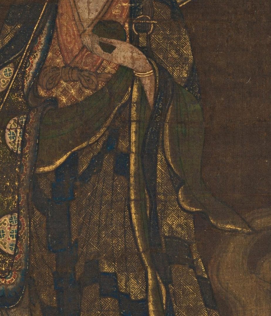 地蔵菩薩 仏画 絹布 仏教美術 掛け軸 仏像 厄除け 室内装飾 掛け物 未表装
