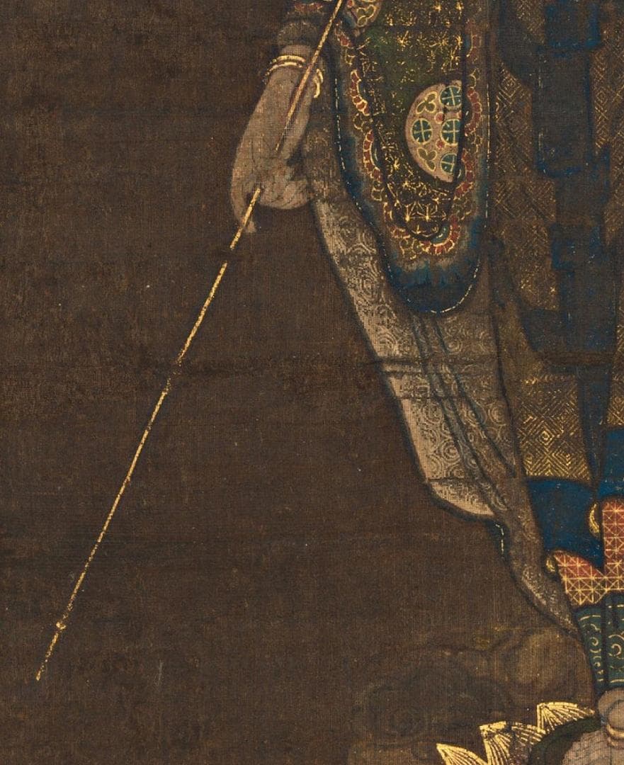 地蔵菩薩 仏画 絹布 仏教美術 掛け軸 仏像 厄除け 室内装飾 掛け物 未表装