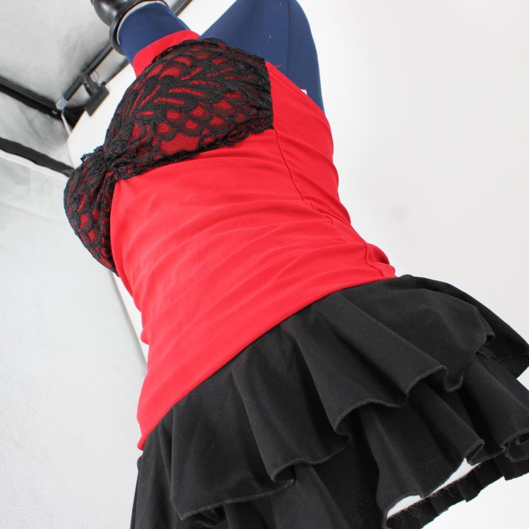【美品 社交ダンス衣装】トップス ICHIOKU 赤 黒 バイカラー かわいい