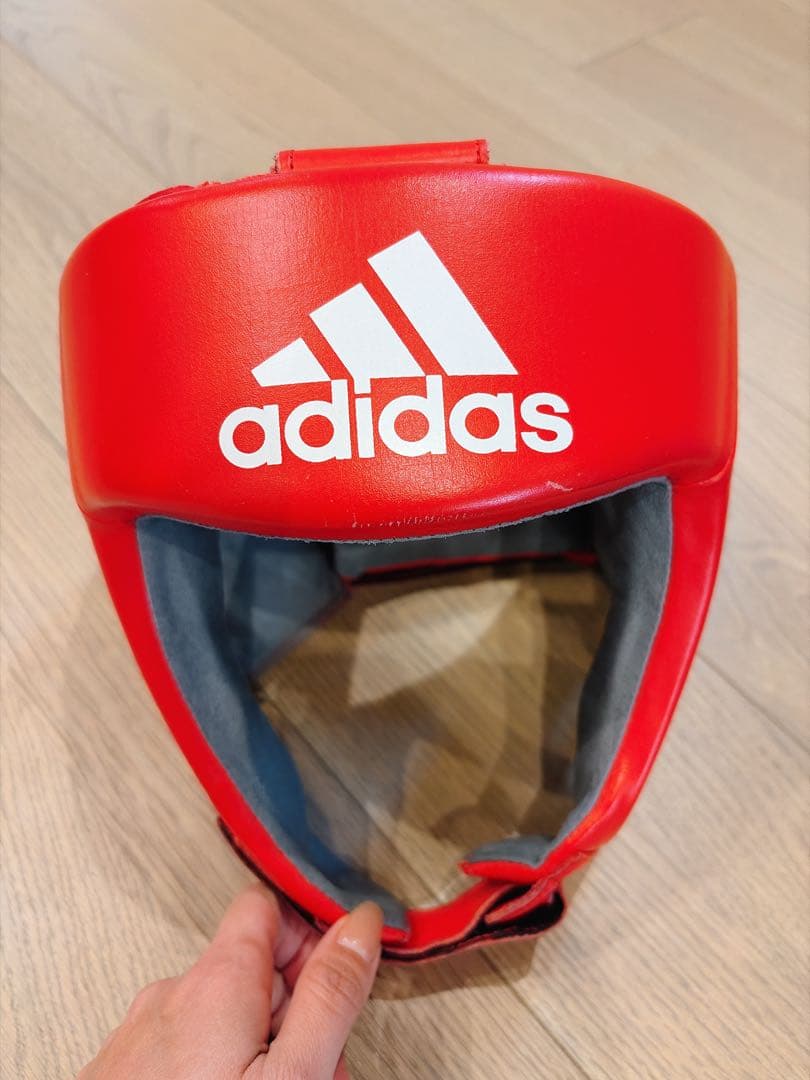 adidas 赤 青　ボクシング　ヘッドギア