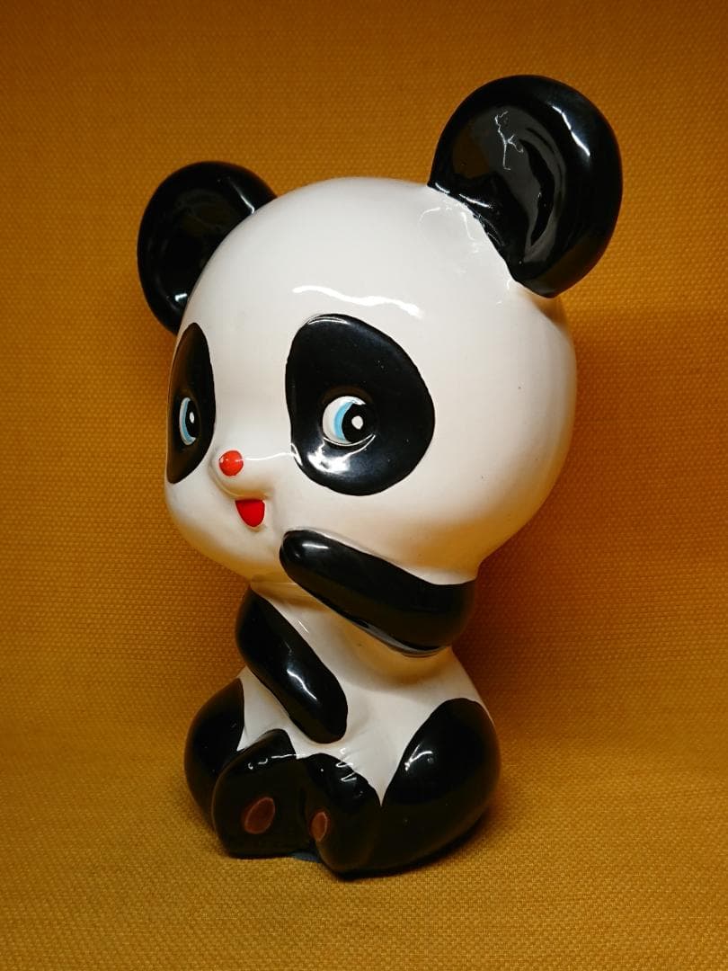 【美品】パンダ　陶器　レトロ　置物　インテリア　工芸品　美術品　A1065