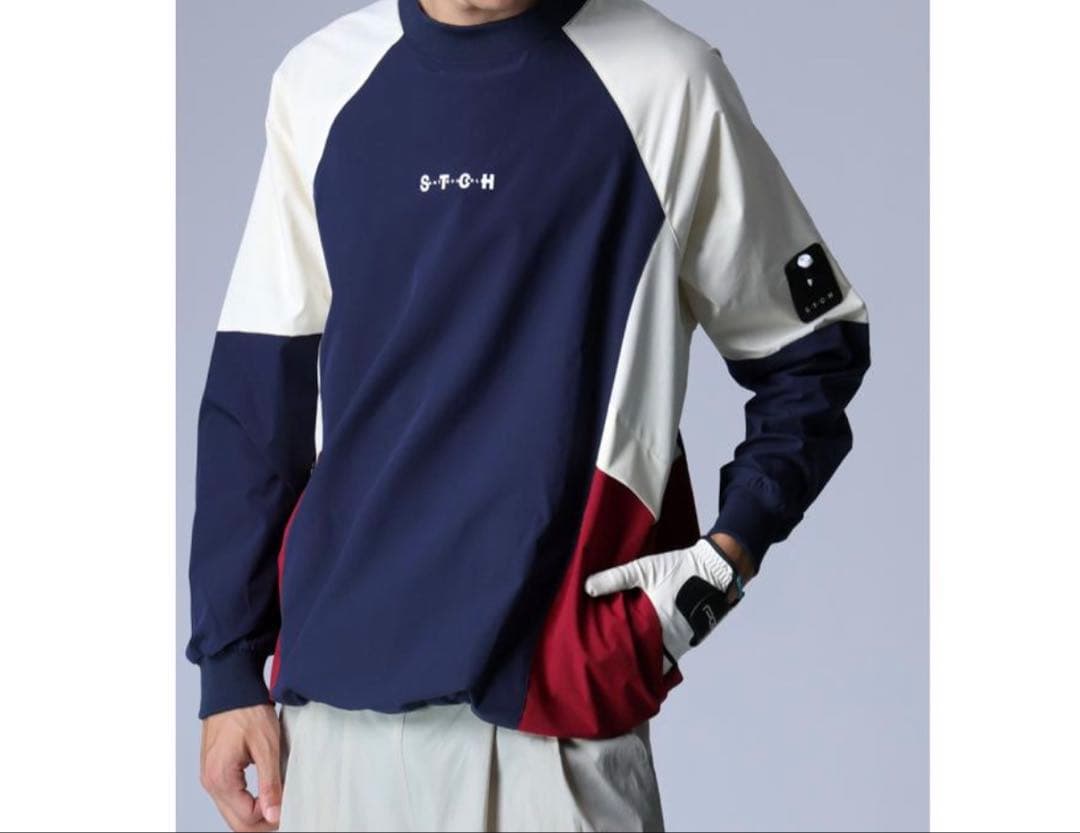 ANTIQUA GOLF×STCH 配色プルオーバー セットアップ ゴルフ 上下