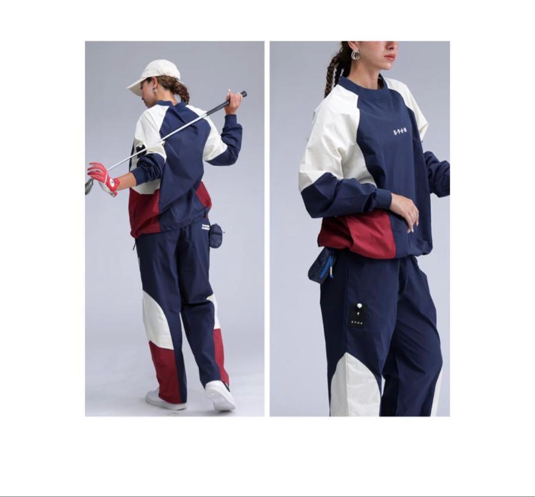 ANTIQUA GOLF×STCH 配色プルオーバー セットアップ ゴルフ 上下