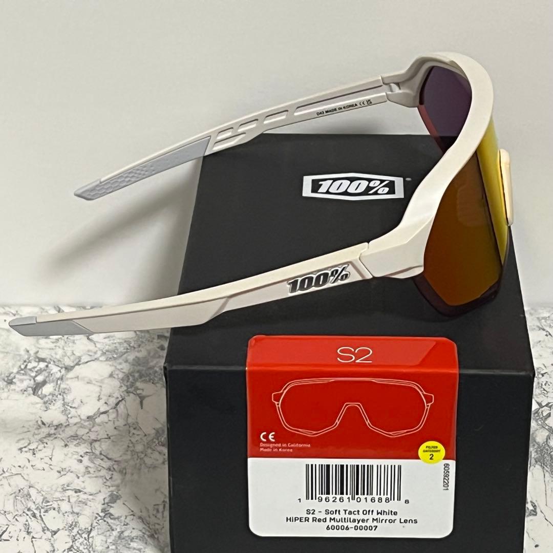 100% ワンハンドレッド サングラス S2 White HiPER Red