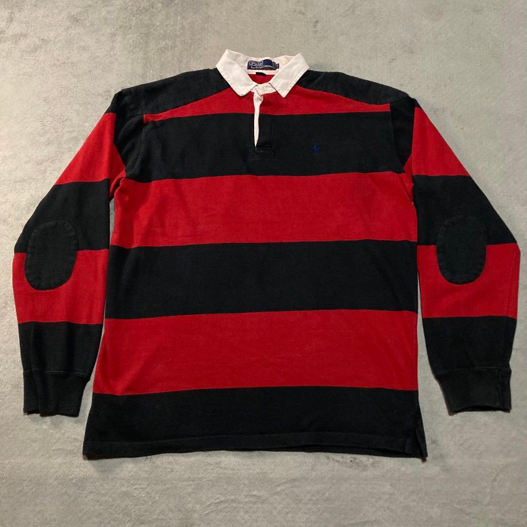 PolobyRalphLauren RugbyShirt 刺繍ロゴ 90s XL