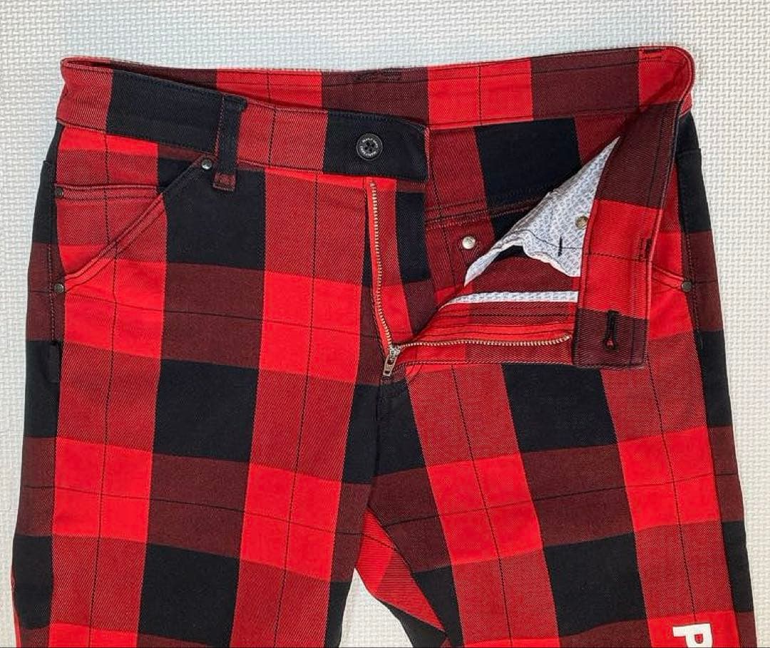 パーリーゲイツ パワフルコットンストレッチ 5Pパンツ（RED&BLK／4）