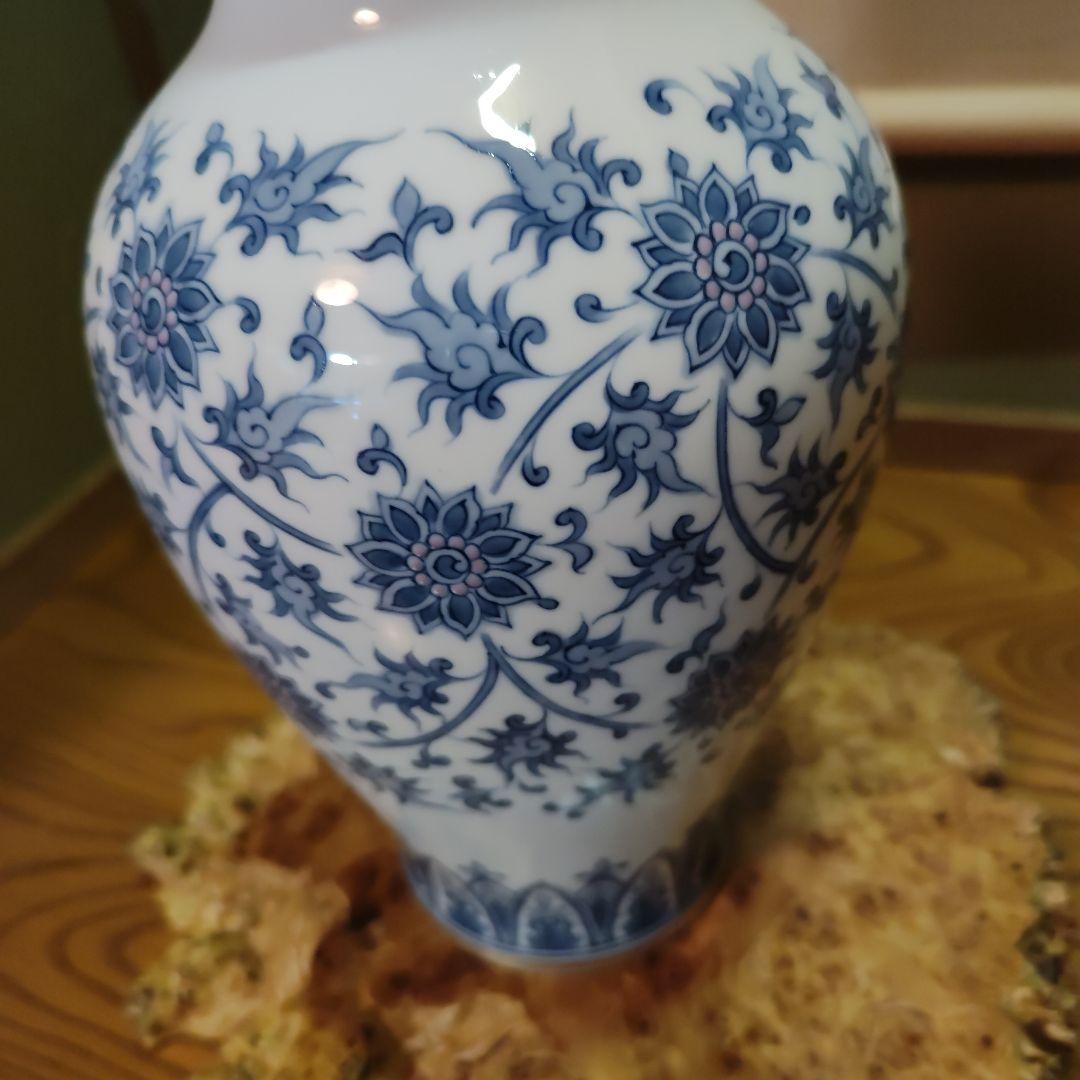 大倉陶園　36cm 呉須染付　呉須唐草　花器　花瓶　皇室御用達