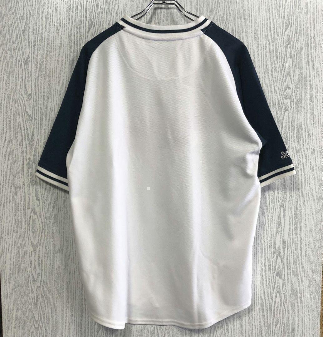 MLB☆刺繍ロゴ　ゲームシャツ　メジャー　XL 半袖　野球　古着