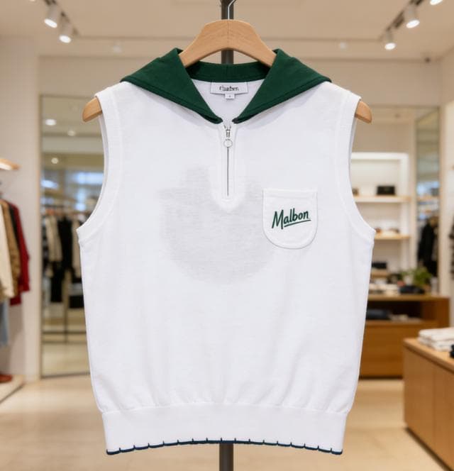 Malbon ニットポロ レディース 夏用 無袖 韓国ゴルフコーデ 即購入可
