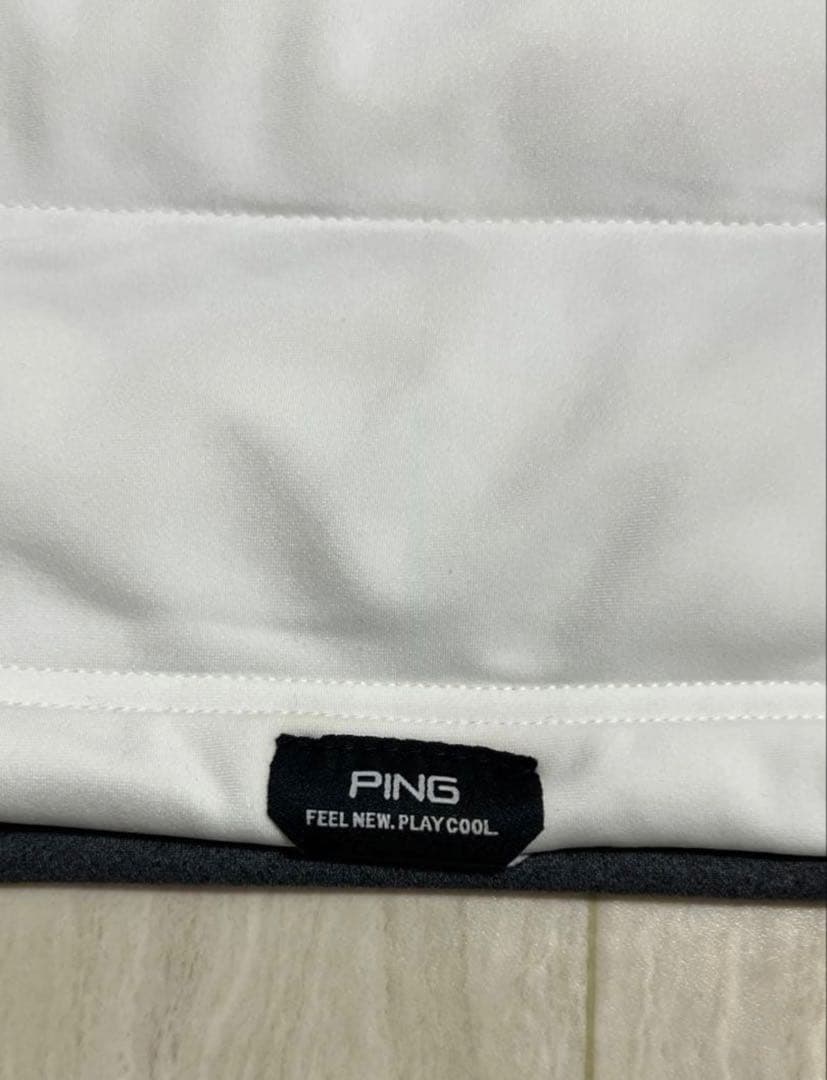 【新品・タグ付き】PING ハーフジップゴルフウェア　ホワイト×グレー　Lサイズ